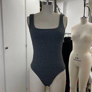 Gray Square Neck Bodysuit